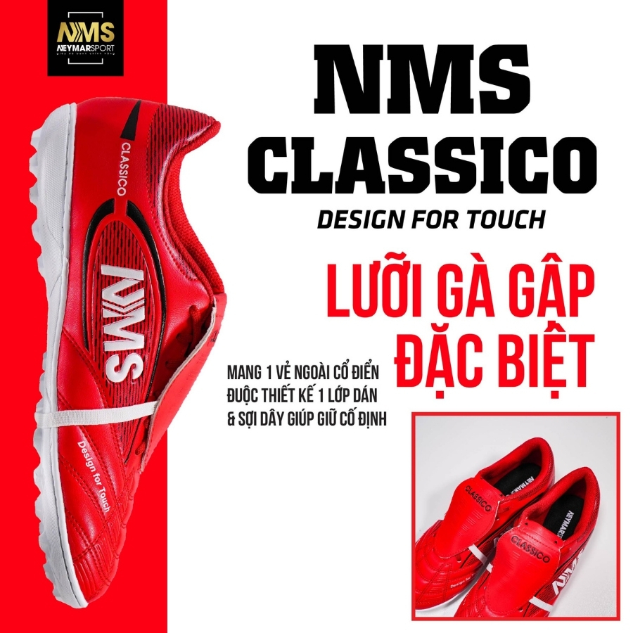 Giày đá bóng cỏ nhân tạo NMS CLASSICO TF lưỡi gà gập cổ điển, trang bị upper PU cao cấp kèm lớp đệm EVA êm ái | BigBuy360 - bigbuy360.vn