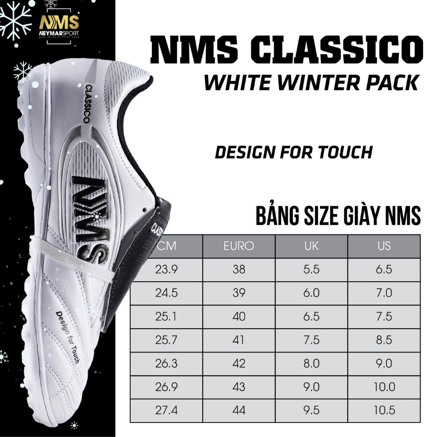 Giày đá bóng cỏ nhân tạo NMS CLASSICO TF lưỡi gà gập cổ điển, trang bị upper PU cao cấp kèm lớp đệm EVA êm ái | BigBuy360 - bigbuy360.vn