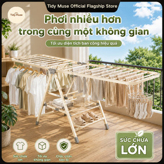 Giá phơi quần áo gấp gọn | Tiết kiệm diện tích | Phơi được chăn, ga, quần áo | Chống rỉ cao cấp