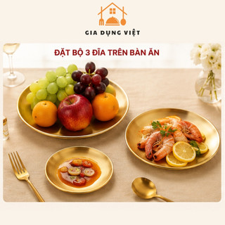 Khay Đĩa Nhôm Mạ Vàng Công Nghệ Nhật Bản Cao Cấp - Khay Đĩa Đựng Quả, Bày Tháp Lễ Cúng Gia Tiên