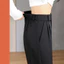 Quần tây nữ ống suông lưng chun cạp cao khóa trước Dáng Dài 100cm cạp bản to 7cm lưng cao siêu tôn dáng