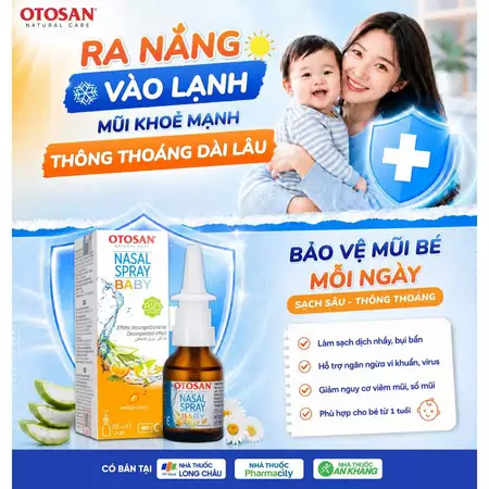 Xịt Mũi Otosan Nasal Spray Baby Cho Bé Từ 1 Tuổi Lọ 20ml Giúp Thông Mũi Giảm Tắc Nghẹt