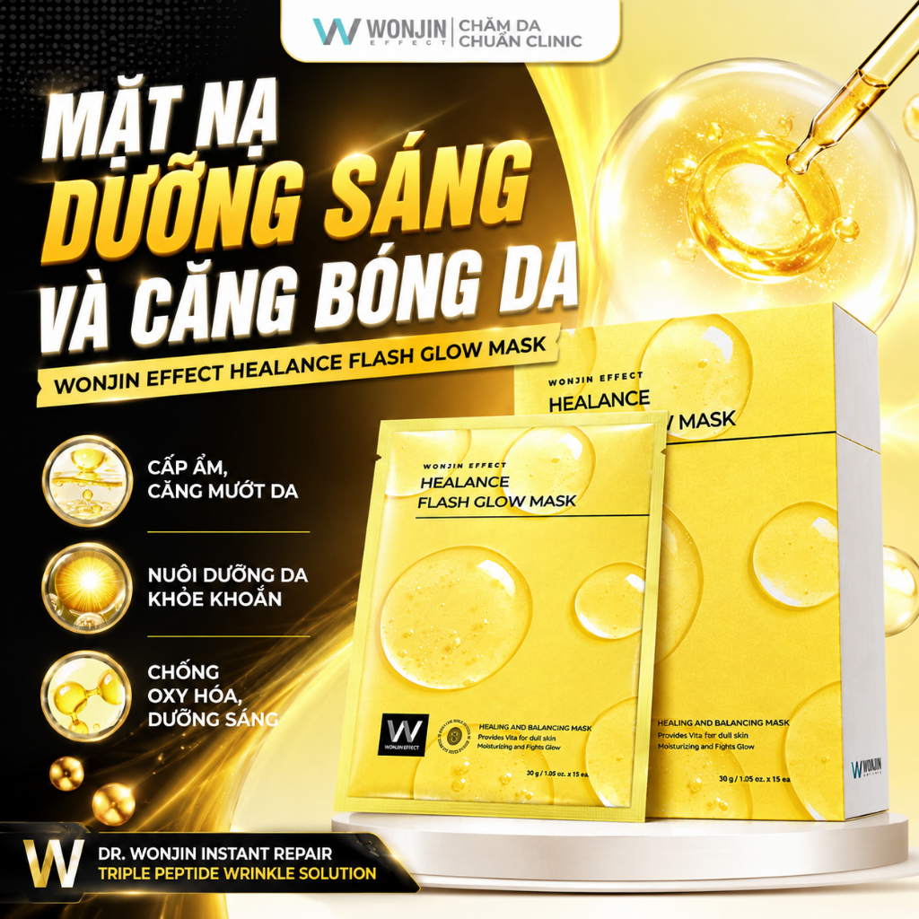 COMBO 2 Hộp Mặt Nạ Hỗ Trợ Dưỡng Sáng Và Căng Bóng Da Wonjin Effect Healance Flash Glow Mask 30g (30gx10)