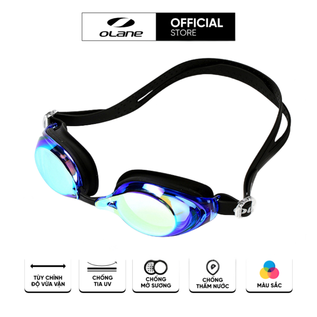 Swimming Goggles OLANE 505M Tráng Gương Màu Deepblue - Chống Tia UV400, Chống Sương Mù Cho Nam Và Nữ