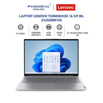 Laptop Lenovo ThinkBook 16 G9 IRL - 21US008FVN (i5-13420H/ 16GB/ 512GB/ Windows 11 Home SL, English) - Bảo hành 24 tháng