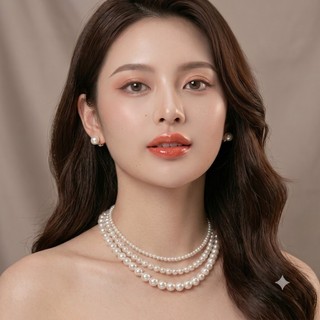 [NgocDaisy] N65 Phụ kiện trang sức ngọc nhân tạo 3 sợi chuỗi ngọc nhân tạo đá chuỗi chuỗi ngọc nhân tạo đá