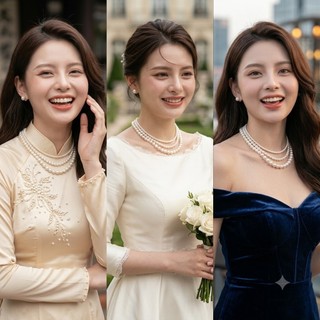[NgocDaisy] N65 Phụ kiện trang sức ngọc nhân tạo 3 sợi chuỗi ngọc nhân tạo đá chuỗi chuỗi ngọc nhân tạo đá