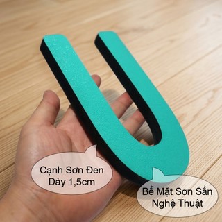 Chữ Gỗ Dán Tường Handmade - trang trí decor quán và nhà cửa ( CHỮ XANH NGỌC 20 CM )