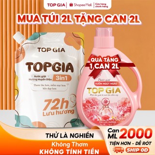 [TẶNG CAN 2L] Nước Giặt Xả TopGia 3in1 Hương Huyền Diệu & Vườn Ngọt Ngào Dịu Thơm, Lưu Hương 72H