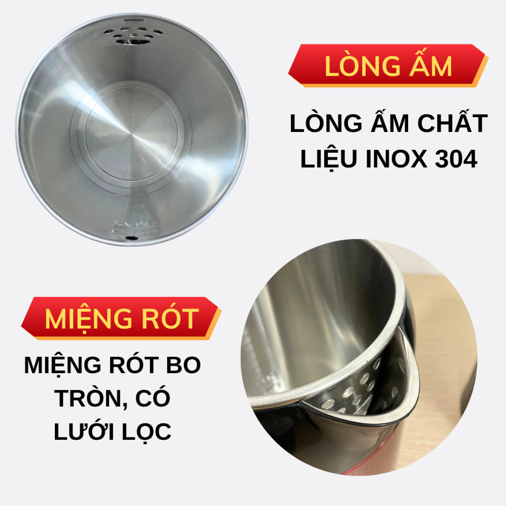 Ấm siêu tốc GROPA chính hãng, ấm đun siêu tốc dung tích 2L công suất 1500W đun sôi chỉ sau 5 phút