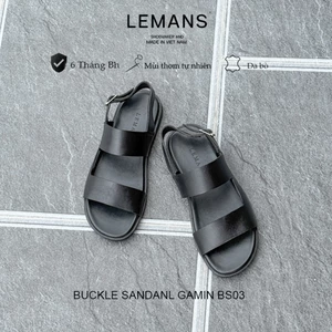 BS03.2 - Dép Sandal da bò Lemans LEMANS, đế cao su có mùi thơm, thiết kế quai điều chỉnh mũ trẻ trung, Bảo hành 06 tháng