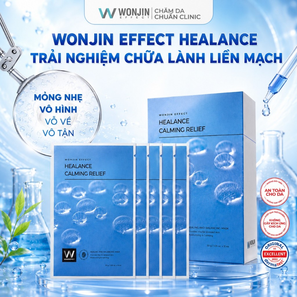 COMBO 2 Hộp Mặt Nạ Hỗ Trợ  Cấp Ẩm Và Làm Dịu Da Wonjin Effect Healance Calming Relief Mask 30g (30gx10)