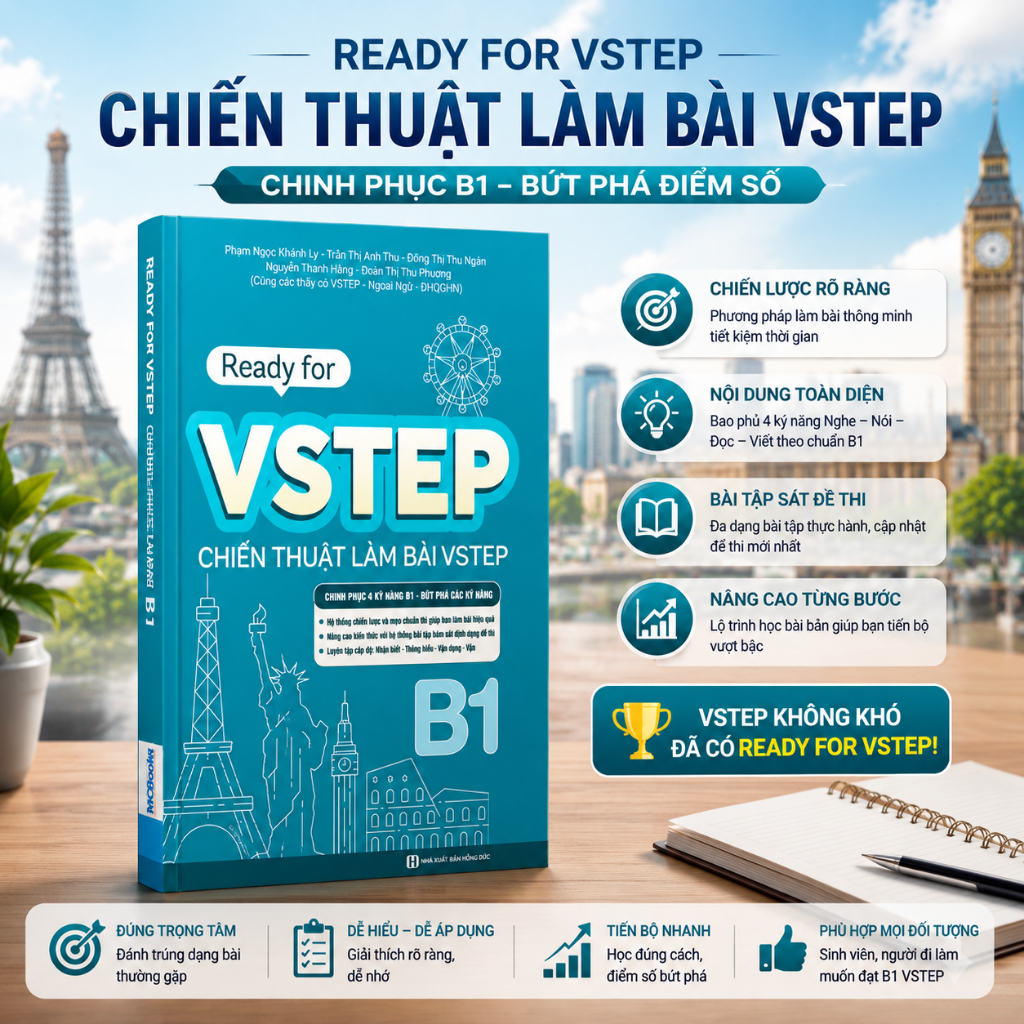 Sách - Ready For VSTEP Chiến Thuật Làm Bài VSTEP B1 - MCBooks