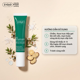 Gel Chấm Giảm Mụn Ziaja Manuka Oczyszczanie 15ml – Kháng Khuẩn, Làm Dịu Da