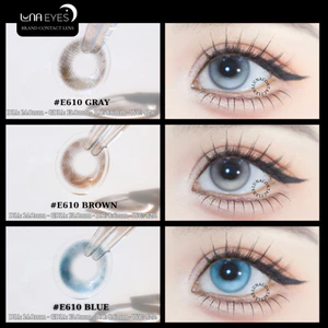Lens mắt E610 Blue màu xanh filter giọt nước nổi bật, size nhỏ - thương hiệu LUNA EYES