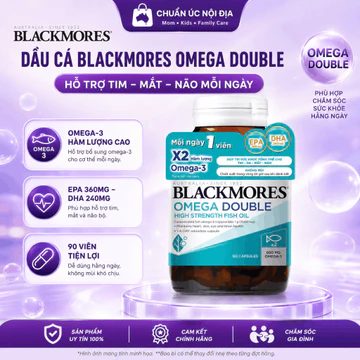 [Nhập Khẩu] Viên Uống Dầu Cá Bổ Sung Omega Hỗ Trợ Tim, Mắt và Da Blackmores Double Omega High Strength Fish Oil 90 Viên