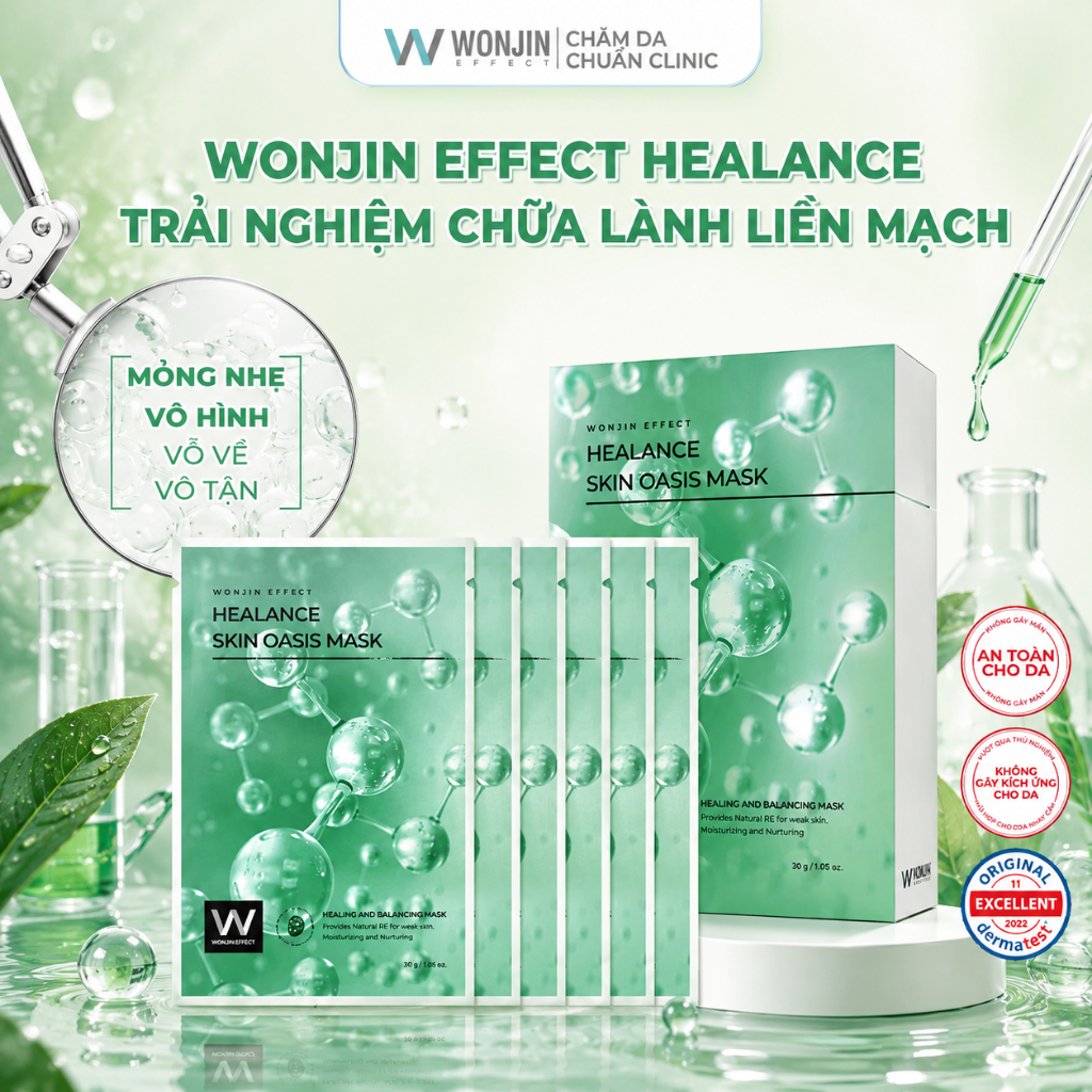 COMBO 2 Hộp Mặt Nạ Hỗ Trợ Làm Dịu Da Wonjin Effect Healance Skin Oasis Mask 30g (30gx10)