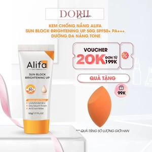 Kem Chống Nắng Nâng Tone Alifa Sun Block Brightening Up SPF50+ PA+++ Kiềm Dầu Dưỡng Sáng Da 50g Tặng Bông Mút
