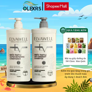 (Màu trắng) Cặp Gội Xả ELVAWELL 500ml/1000ml - Giảm Gàu, Suôn Mượt Tóc