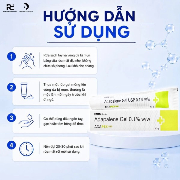 Kem Chấm Mụn Adapalene Gel USP 0,1% w/w 30g Hỗ Trợ Giảm Mụn Ẩn Mụn Đầu Đen, Mụn Mủ, Mụn Bọc Hiệu Quả