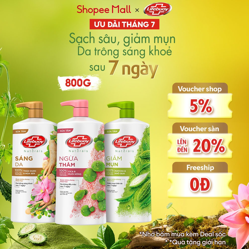 Sữa tắm Lifebuoy Thiên nhiên Detox Và Chăm Sóc Chuyên Sâu 800g