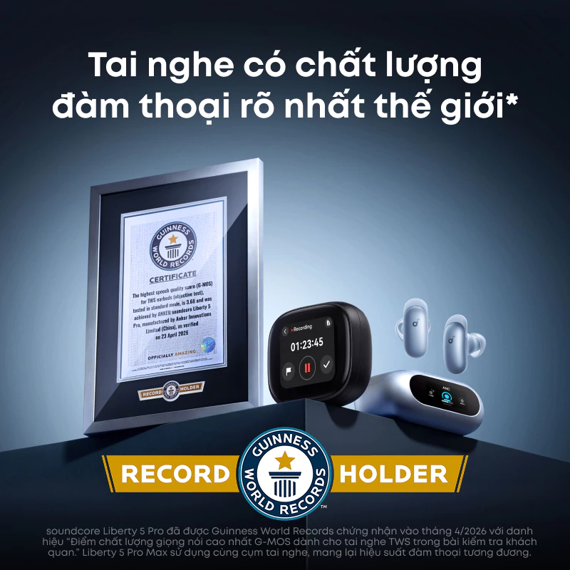 Tai Nghe Bluetooth Soundcore Liberty 5 Pro Max – Chống Ồn Chủ Động, Âm Thanh Hi-Res, Pin 50H | BigBuy360 - bigbuy360.vn