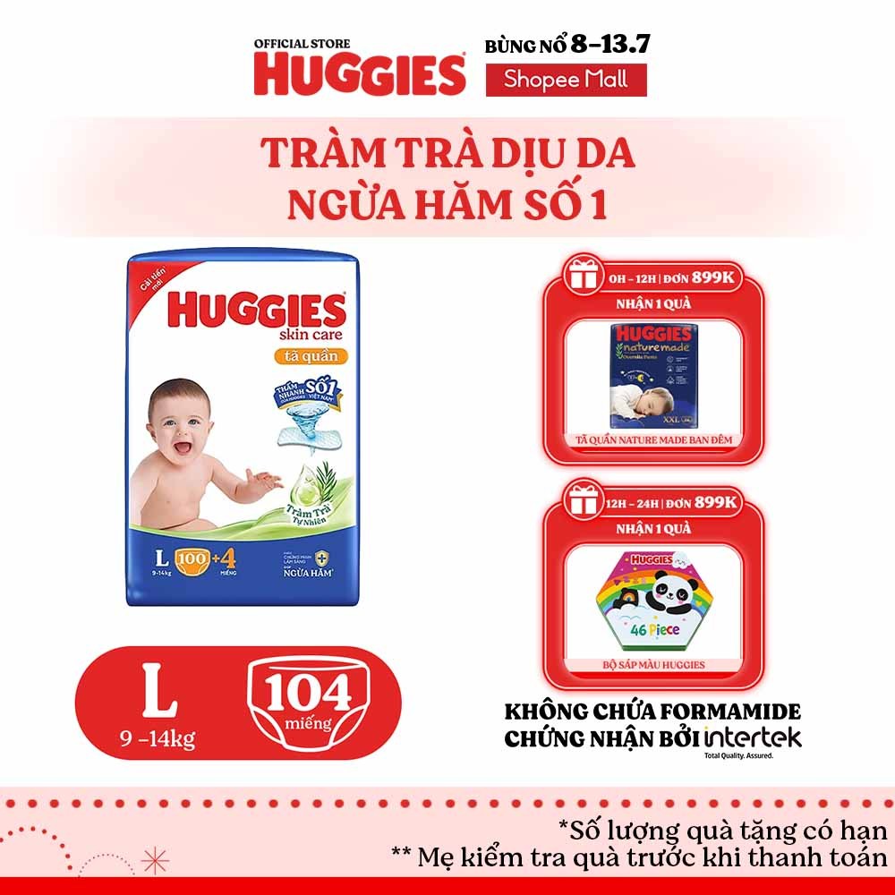 Tã quần Huggies Skincare Mega Jumbo M102+4/L100+4/XL84+4/XXL76+4