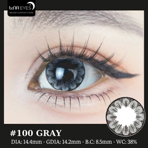 Lens mắt 100 Gray màu xám họa tiết cánh hoa, viền đen, size lớn - thương hiệu LUNA EYES