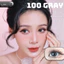 Lens mắt 100 Gray màu xám họa tiết cánh hoa, viền đen, size lớn - thương hiệu LUNA EYES