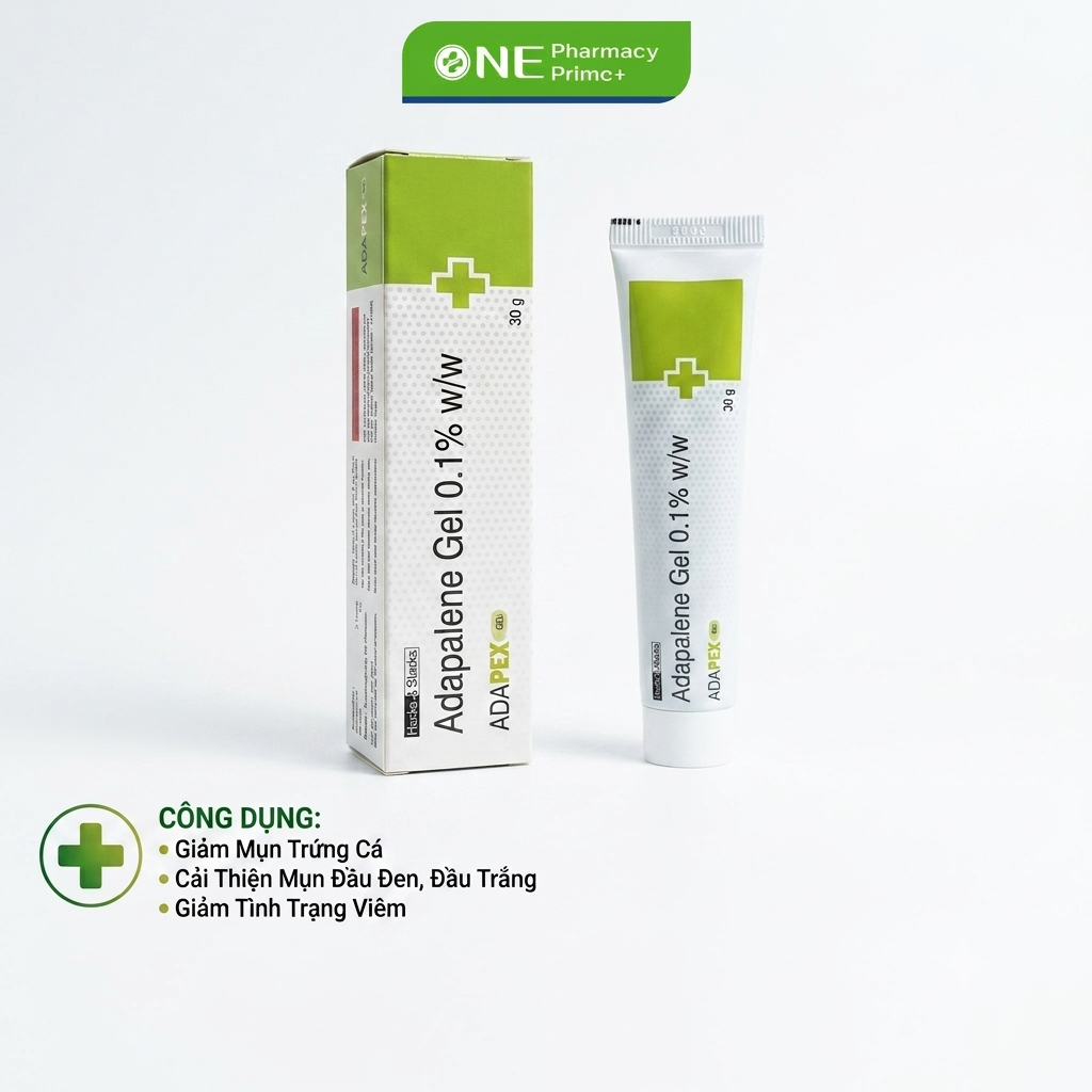Chấm Mụn Adapalene Gel USP 0.1% w/w 30g Kem Hỗ Trợ Giảm Mụn Mủ Mụn Bọc Phù Hợp Da Dầu