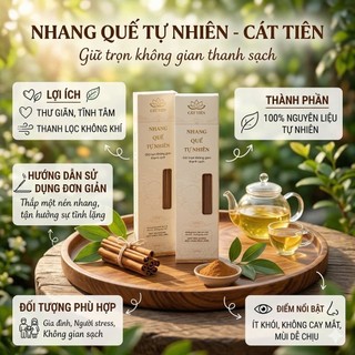 Nhang Quế Sạch Cát Tiên 100% Tự Nhiên Ít Khói Không Cay Mắt Hương Quế Thơm Dịu Dùng Thờ Cúng