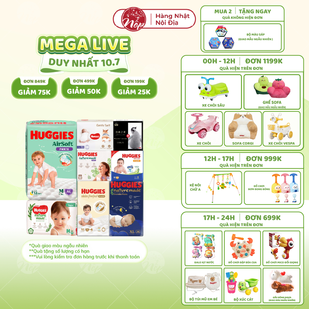 [TỔNG] Bỉm/tã dán/quần Huggies Platinum Nature Made Size NB60/S82/M64/L54/XL44/XXL26 - nepshop1