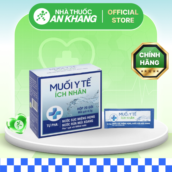 Muối Y Tế Ích Nhân pha nước súc miệng họng, rửa mũi (20 gói x 4.5g) [Nhà Thuốc An Khang - Chính Hãng 100%]