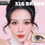 Lens mắt FC-316 Brown màu nâu hồng tự nhiên, viền omber, size vừa - thương hiệu LUNA EYES