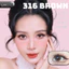 Lens mắt FC-316 Brown màu nâu hồng tự nhiên, viền omber, size vừa - thương hiệu LUNA EYES