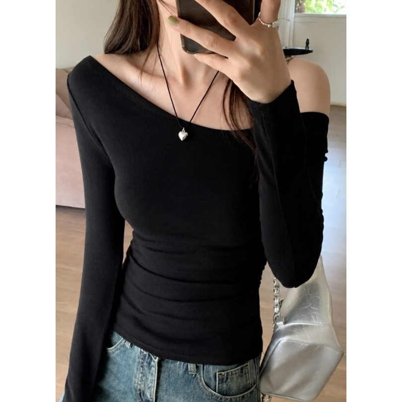 Áo Trễ Vai Tay Dài Bigsize ESHOP MS290 Áo Thun Nữ Lệch Vai Ôm Body Thun Gân Tăm Sang Chảnh 40-85kg