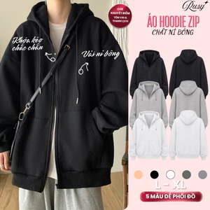 Áo Khoác Hoodie Zip Unisex Nỉ Bông Dày Dặn Form Rộng Tay Phồng Nón 2 Lớp AK04 RUSY