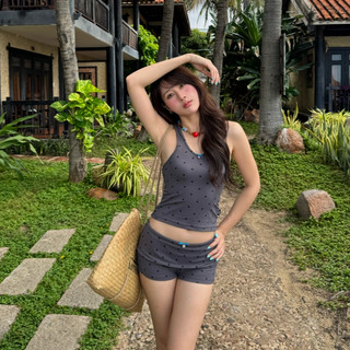 MONÁ - Set đồ nữ mùa hè Áo ôm ba lỗ chấm bi Quần short chấm bi ôm dáng - PANSY