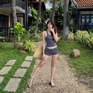 MONÁ - Set đồ nữ mùa hè Áo ôm ba lỗ chấm bi Quần short chấm bi ôm dáng - PANSY