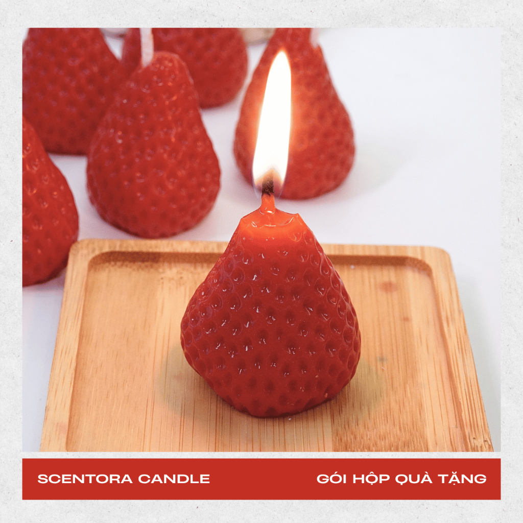 Nến Thơm Dâu Tây ScentoraCandle, Quà tặng vanelntine, sinh nhật,  decor phòng, hương thơm thư giãn