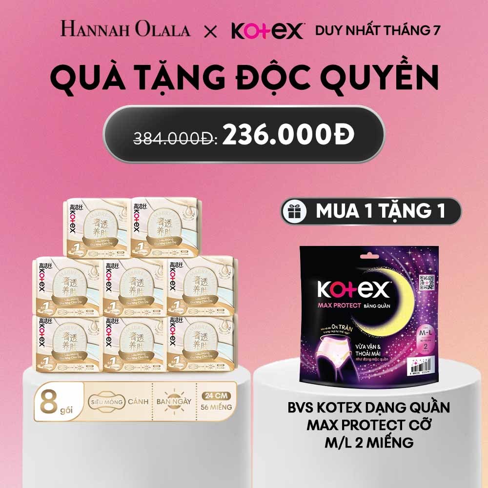 [KOL LIVE] Combo 8 gói Băng Vệ Sinh Kotex Nhập Khẩu Cicada Siêu Mỏng Cánh 24cm 7 miếng