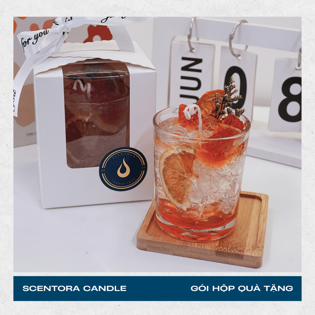 Nến Thơm Ly Soda Dâu Scentora Candle 150gr, Làm Quà Tặng Sinh Nhật, Kỉ Niệm, Trang Trí Phòng Decor.