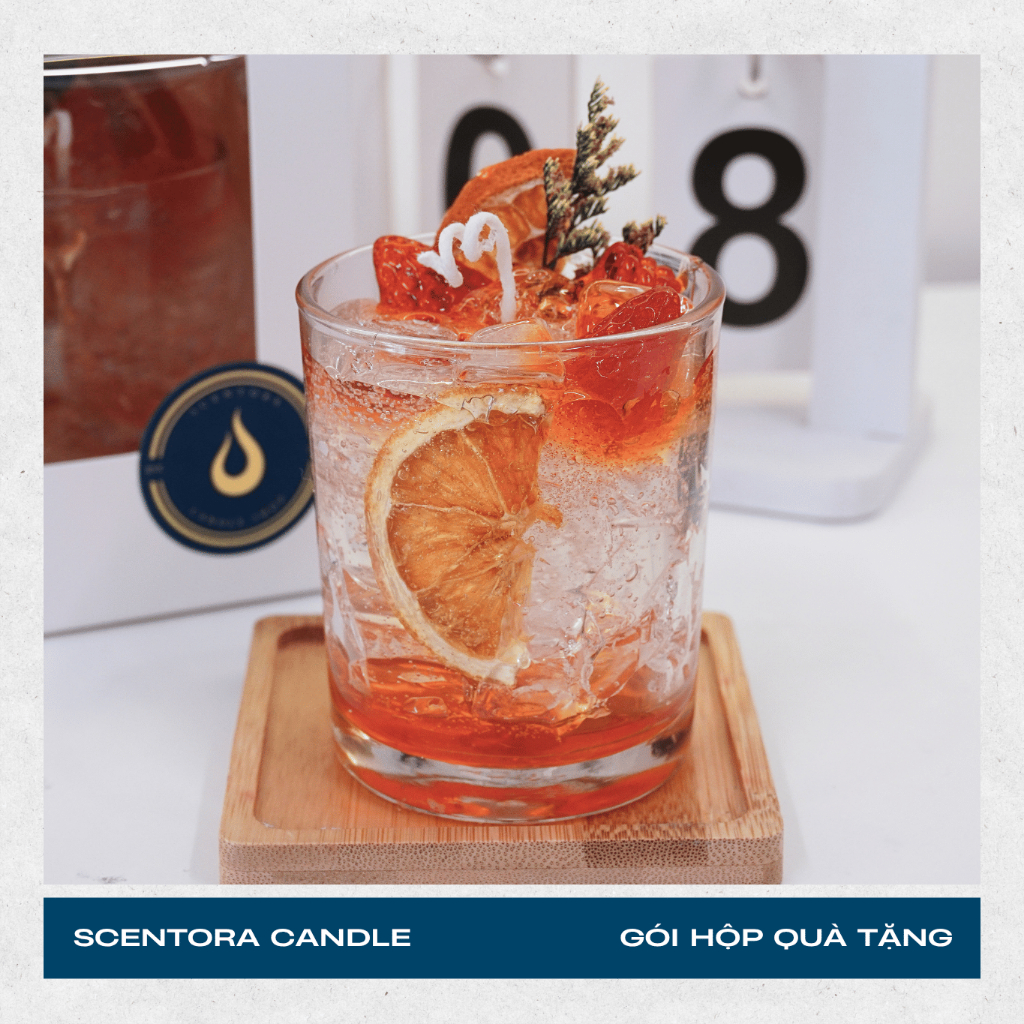Nến Thơm Ly Soda Dâu Scentora Candle 150gr, Làm Quà Tặng Sinh Nhật, Kỉ Niệm, Trang Trí Phòng Decor.