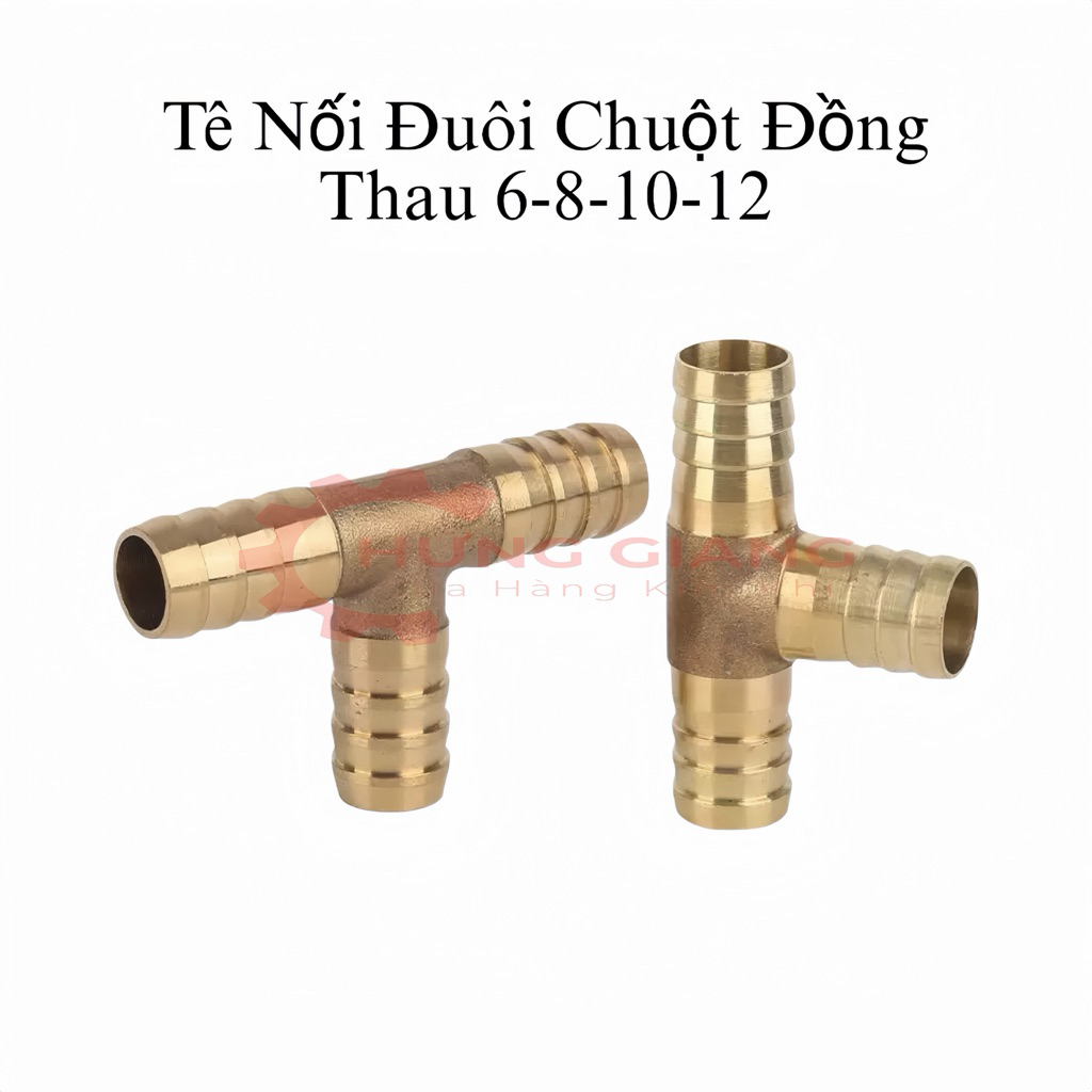 [10 CÁI] Khớp nối Chữ TÊ đồng thau đuôi chuột phi 6-8-10-12