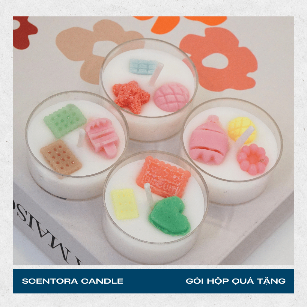 Nến Thơm TEALIGHT ScentoraCandle 20gr, khử mùi giúp thơm phòng, STYLE HÀN QUỐC KÈM HỘP, Quà tặng