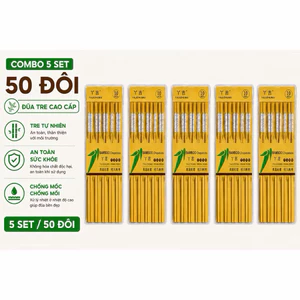 Combo 5 SET / 50 Đôi Đũa Trúc Nhật chất lượng, đũa trúc Nhật Bản.