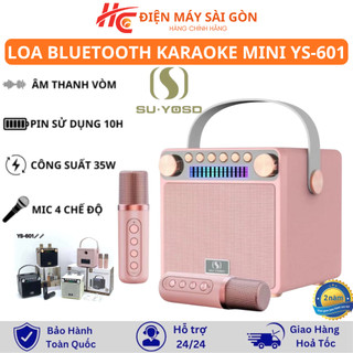 Loa Bluetooth Mini Karaoke Kèm 2 Micro SU-YOSD YS-601 - Cổ điển -Bass siêu ấm -Thiết kế cực đẹp
