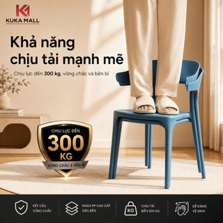 KUKA  Ghế ăn bằng nhựa Ghế nhựa lưng tựa sừng bò cho quán cafe nhà hàng gia đình nhẹ bền thoải mái thời trang