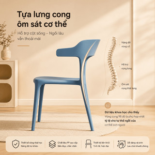 KUKA  Ghế ăn bằng nhựa Ghế nhựa lưng tựa sừng bò cho quán cafe nhà hàng gia đình nhẹ bền thoải mái thời trang