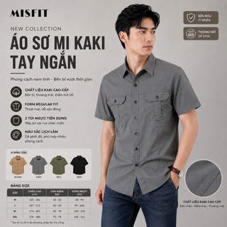 Áo Sơ Mi Tay Ngăn Kaki Túi Hộp MISFIT, Kaki chất mềm, thoải mái đa dạng phong cách KINGAN